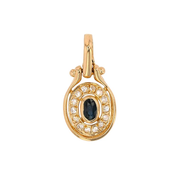 Pendentif saphir 0.21 carat et diamants 0.14 carat or jaune 2.29g Comme neuf -  reconditionné disponible sur Gemme Les Bijoux